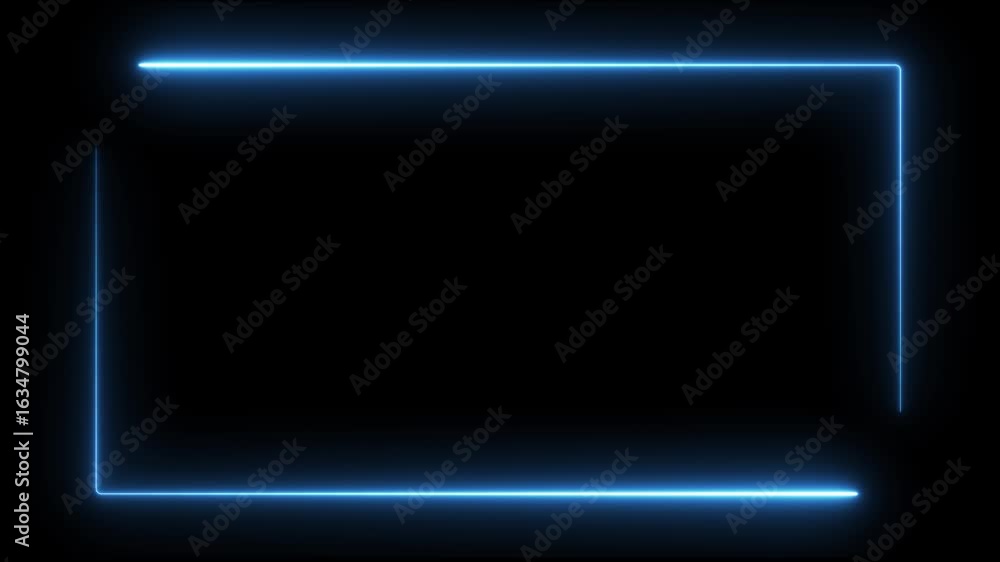 Poster animation of glowing neon rectangles abstract background. abstract glowing blue neon rectangle borde