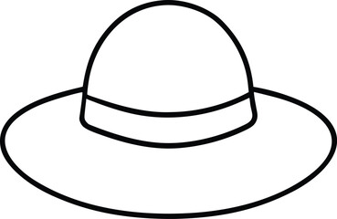 sun hat icon line art vector illustration on transparent background
