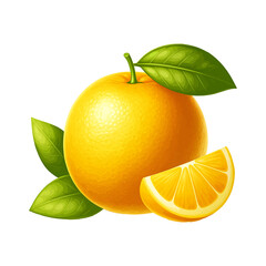 Fresh Lemon with Leaves and Slice transparent background