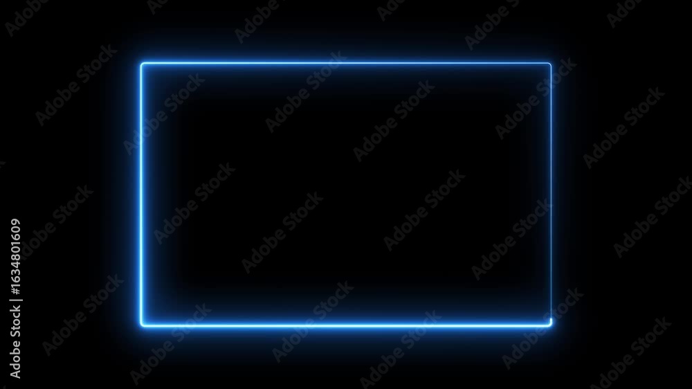 Poster animation of glowing neon rectangles abstract background. abstract glowing blue neon rectangle borde