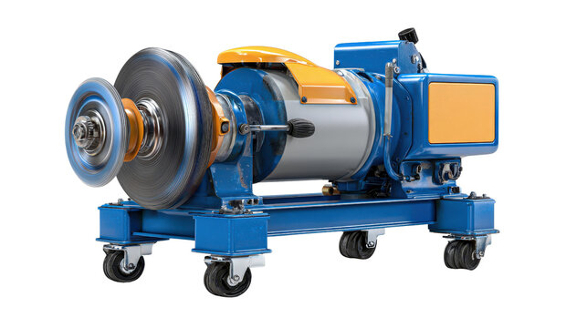 Industrial bench grinder with dual wheels and safety shield background isolated on a Transparent background, PNG file. - Powered by Adobe