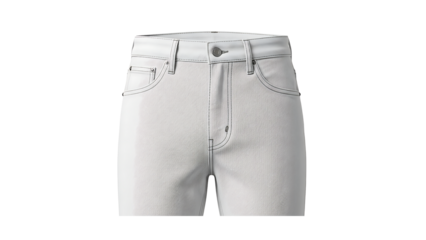 Classic white denim jeans with pockets isolated on a clean white background for fashion mockup