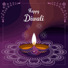 Happy Diwali Festival Wish Card and Template. 