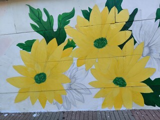 Yellow flowers mural