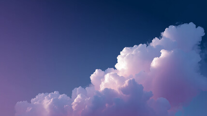 Pastel Pink-Blue Fluffy Clouds at Dawn &ndash; Minimal Sky Background