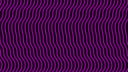 Abstract animation of vibrant purple neon wavy vertical lines on a black background, seamless loop - Powered by Adobe
