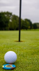 Golf ball marked on the green