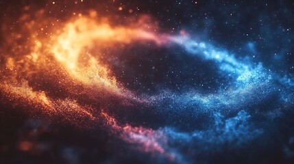 Obraz premium Abstract digital illustration of swirling colors and particles.