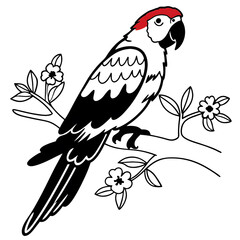 vector illustration of a parrot on a branch