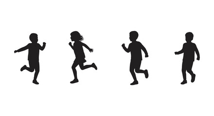 elegant modern detailed professional high quality Silhouette of Four Children Running