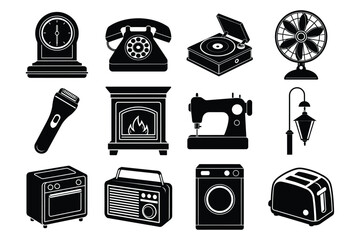 Collection of everyday electrical appliances and devices for home and office use
