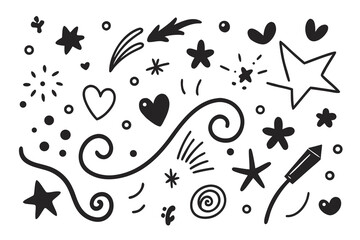 Obraz premium Whimsical hand-drawn doodle elements create a playful and festive atmosphere perfect for celebrations and creative projects