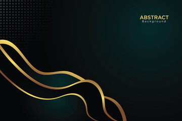 abstract blue background with golden waves for flyer banner