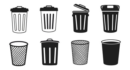 modern detailed professional high quality Trash Can Silhouettes in Various Styles