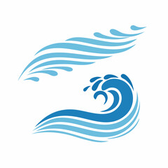 Wellen-Logos – Wasserspritzer, fließende Flüssigkeitsbewegung, geschwungene Linien und Strudel als Vektorillustration