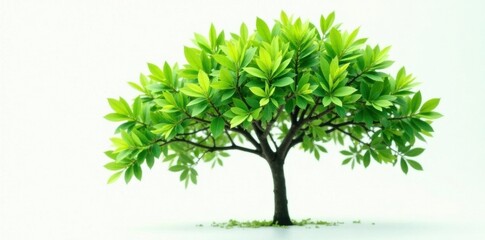 Striking dwarf umbrella tree, variegated leaves, green stripes, cutout style, white background , abstract, tropical