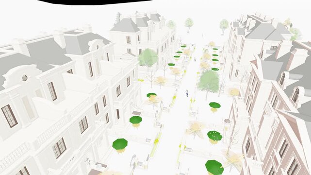 Luxury Villa Apartment Complex, Seamless 3D Loop Animation, 3d rendering, Generic Villas