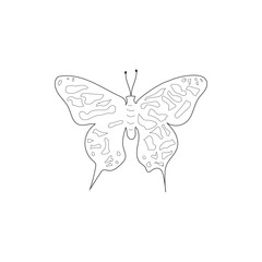 Elegant Butterfly Line Drawing Vector Outline Illustration.