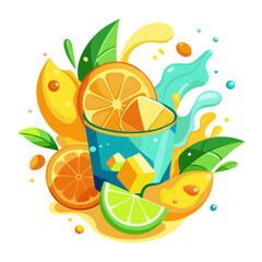 orange juice and fruits