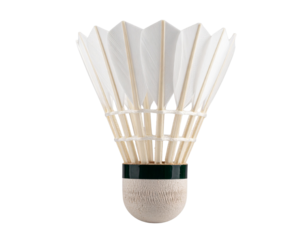 Classic White Badminton Shuttlecock Upright Standing, Side View, isolated transparent background png