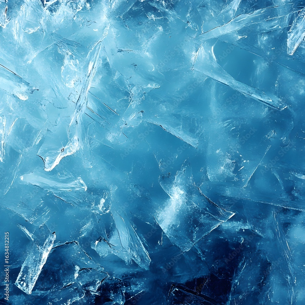 Poster abstract frozen surface with distorted drunk text frozen in ice