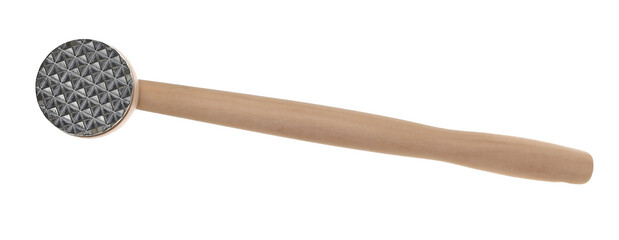 Wooden meat hammer mallet tenderizer isolated on white, clipping path 