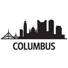 Fototapeta premium Vector Columbus skyline. Travel Columbus famous landmarks. Business and tourism concept for presentation, banner, web site. Vector black silhouette. with white background