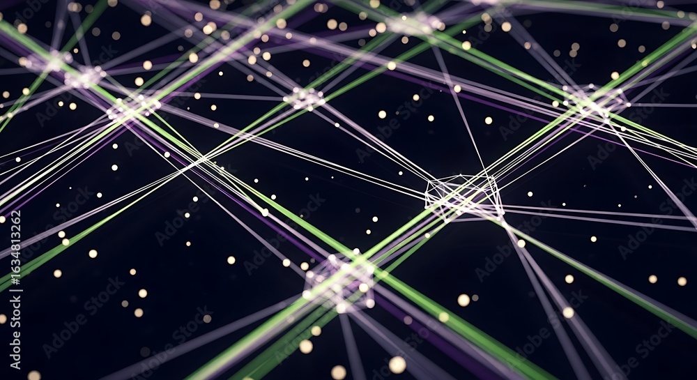 Poster dynamic abstract network of glowing lines and nodes creating a futuristic digital connection concept