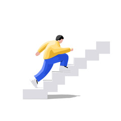 A person climbing the stairs, symbolizing progress and ambition.