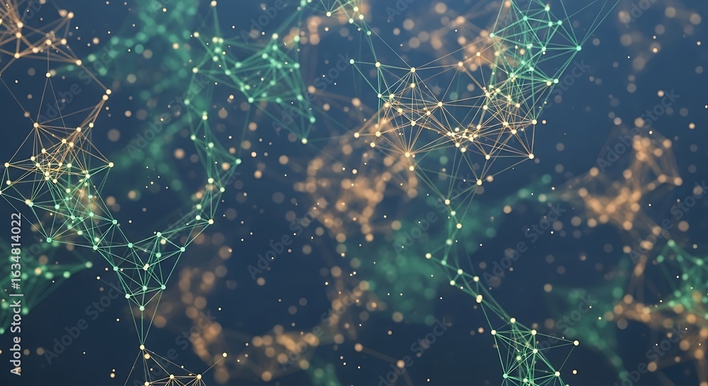 Poster dynamic abstract network of glowing nodes and lines symbolizing connection and data flow