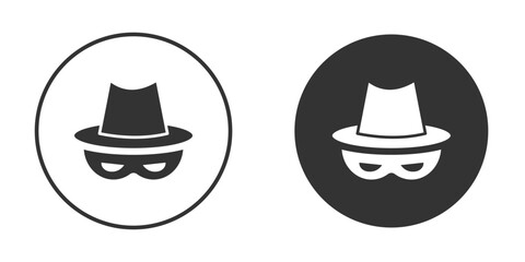 Spy icons concept in solid versions. Flat design style.