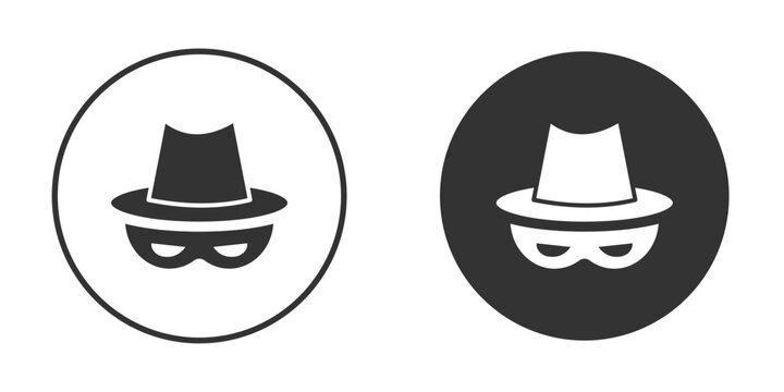 Spy icons concept in solid versions. Flat design style.