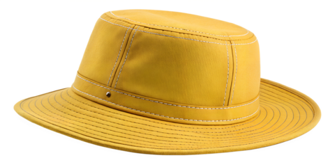 Solid yellow bucket hat isolated on a white background