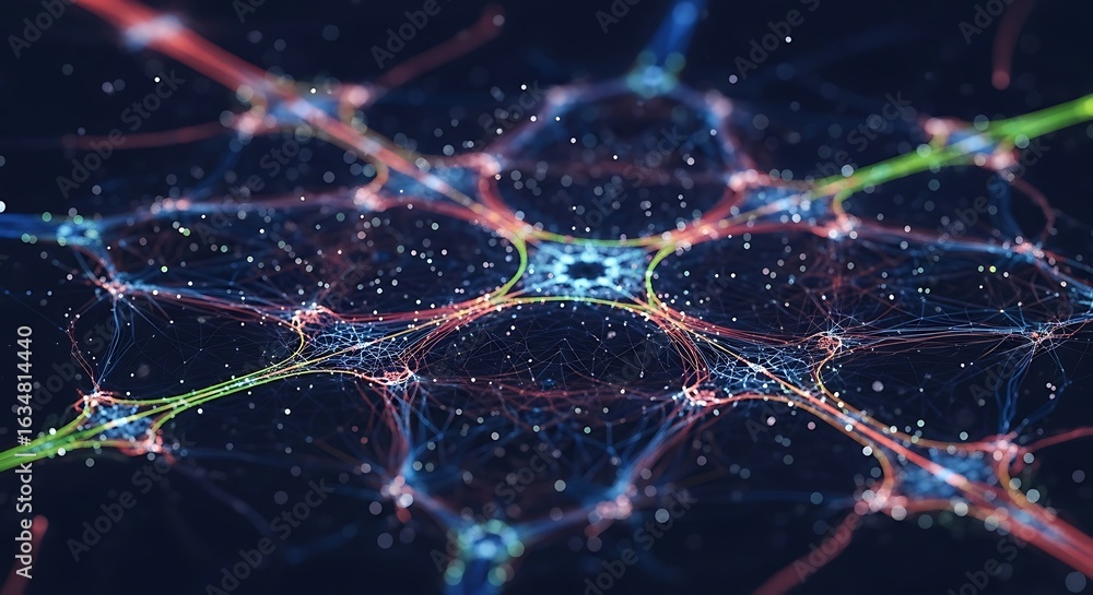 Poster stunning network connection background with vibrant data streams for modern technology solutions