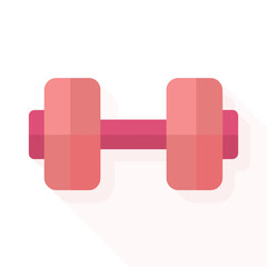 A pink dumbbell with a modern flat design, perfect for fitness and exercise concepts.
