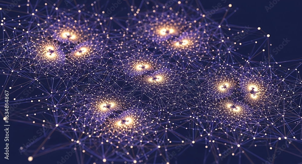 Poster stunning abstract network design with glowing nodes for a modern tech presentation background or cre