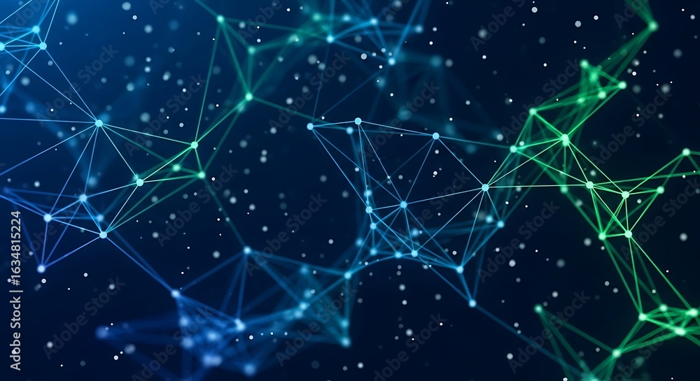 Aufkleber stunning digital network abstract with glowing nodes and connecting lines in deep blue space