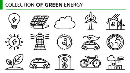 Green energy and carbon neutrality ecology icons vector illustration 