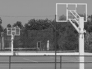 Sport Basketball court in black and white