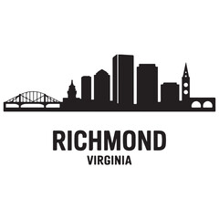 Obraz premium Richmond skyline horizontal banner. Richmond, Virginia. Vector template for your design. Vector black silhouette. with white background