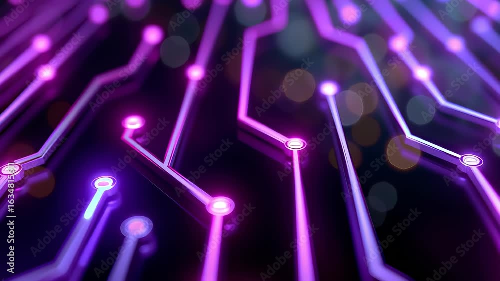 Poster neon lines form intricate patterns representing advanced circuitry. colorful vibrant lights illumina