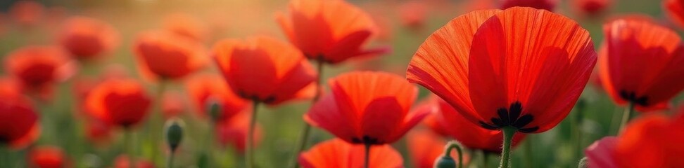 Vibrant red poppy flowers, delicate petals, isolated , flower, remembrance, somniferum