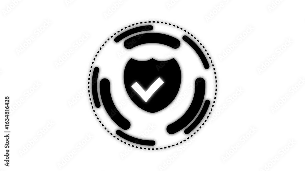 Aufkleber cyber protection with circle hud and line lock icon animation black background. technology data conc