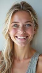 Naklejka premium Radiant young woman with a bright smile