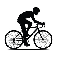 Cyclist group silhouette representing sport and fitness activity icons in black and white vector