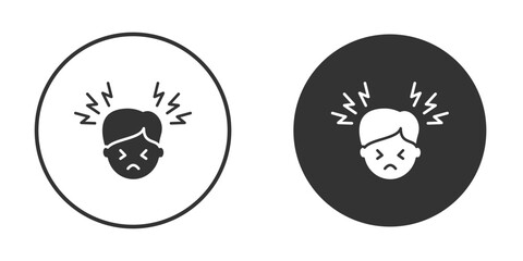 Headache icon icons concept in solid versions. Flat design style.
