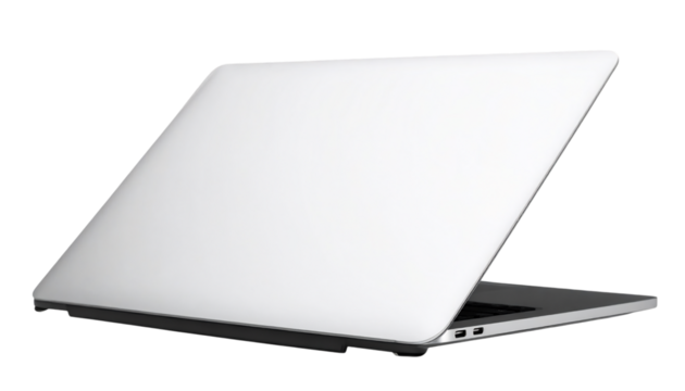 Silver laptop computer, modern technology, portable computing device on transparent background