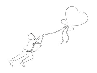 Boy Holding Heart Balloon