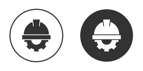 Construction worker icons concept in solid versions. Flat design style.