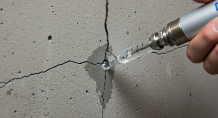 Fixing concrete cracks using injection repair method in a construction setting